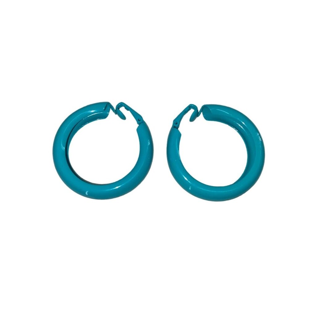 Vintage Turquoise Color Hoop Earrings 1 Inch Diameter Bold & Stylish
